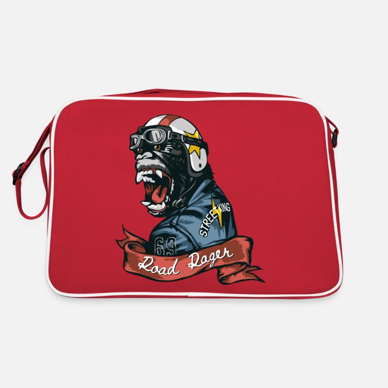 Road rager slogan with gorilla - Retro Bag - red/white