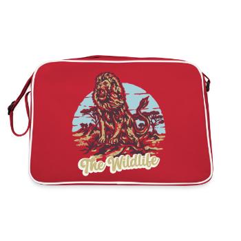 Die Tierwelt des Löwentieres - Retro Tasche - Rot/Weiß - Hinten