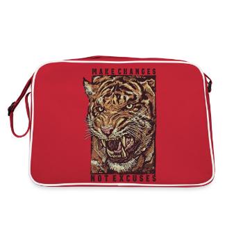 The roaring angry tiger face - Retro Bag - red/white - Back