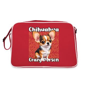 Chihuahua Crazy Person - Retro Tasche - Rot/Weiß - Hinten