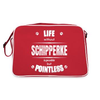 Life is possible but pointless - Schipperke - Retro Bag - red/white - Back