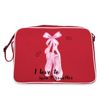 I love to spin pirouettes for ballerinas - Retro Bag - red/white - Back
