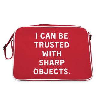 I can be trusted with sharb objects - Retro Tasche - Rot/Weiß - Hinten