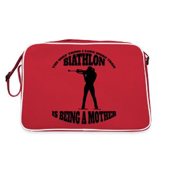 Biathlon Geschenk Wintersport Skifahrer Biathlet - Retro Tasche - Rot/Weiß - Hinten
