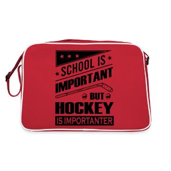 School Is Important But Hockey is Importanter - Retro Tasche - Rot/Weiß - Hinten