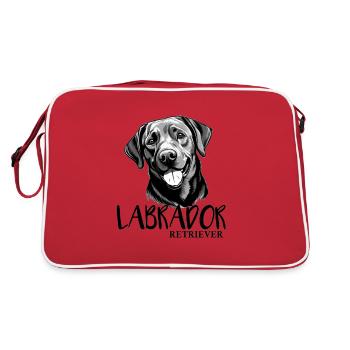 Labrador Hund Retriever Hundefan Frauchen Herrchen - Retro Tasche - Rot/Weiß - Hinten