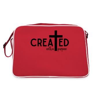 Created With A Purpose, Trendy Statement Shirt - Retro Tasche - Rot/Weiß - Hinten