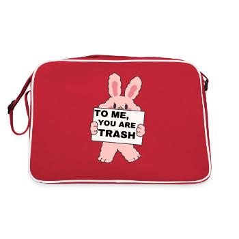 To Me, You Are Trash, Für Mich Bist Du Abfall Müll - Retro Tasche - Rot/Weiß - Hinten