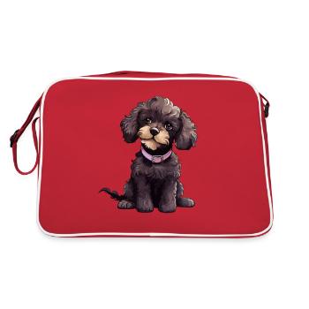 Caniche mignon, Illustration de chiens - Caniche - Sac Retro - rouge/blanc - Dos