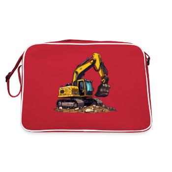 Realistischer Comic Bagger - Retro Tasche - Rot/Weiß - Hinten