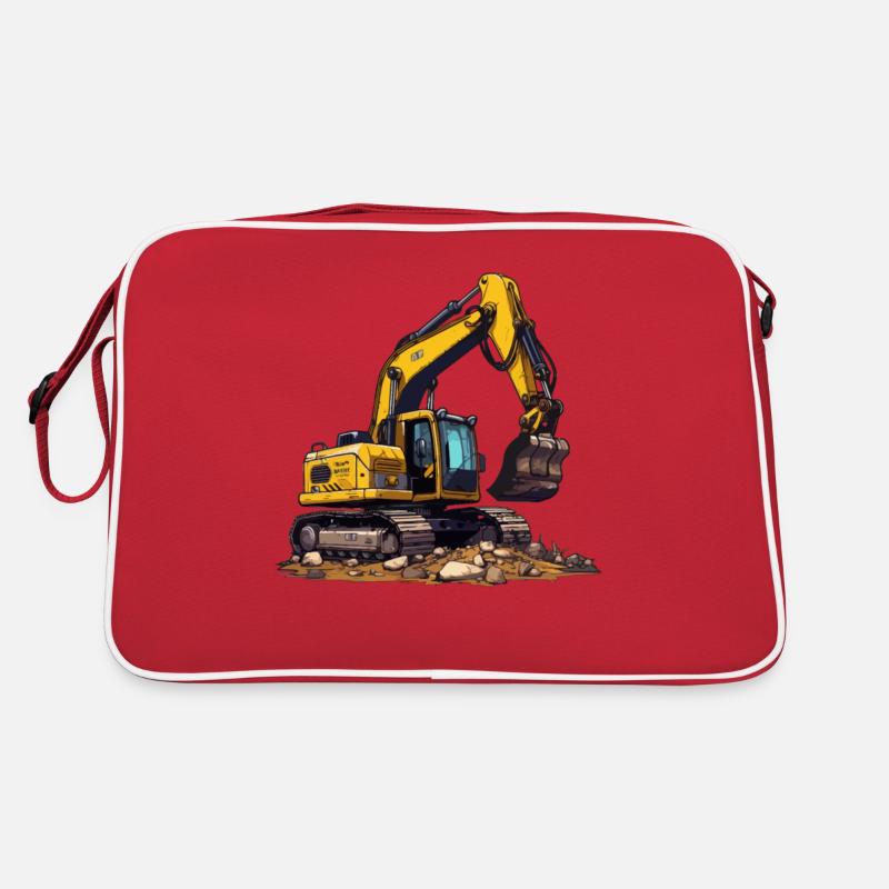 Realistischer Comic Bagger - Retro Tasche - Rot/Weiß