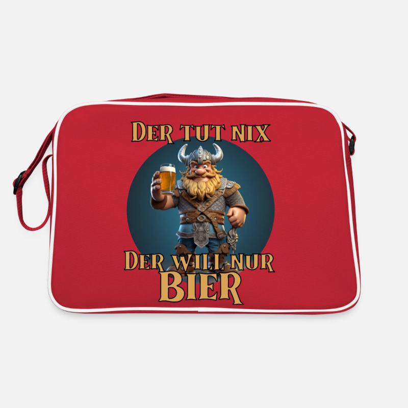 Lustiger Wikinger, er tut nix, der will nur bier Retro Tasche