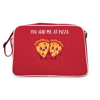 Du hattest mich bei Pizza - Retro Tasche - Rot/Weiß - Hinten