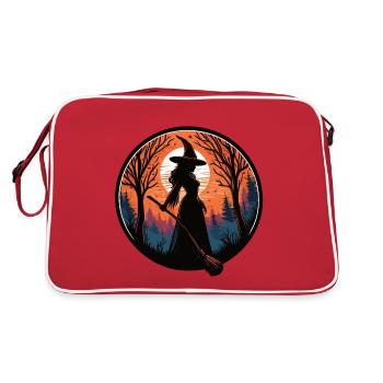 Witch holding a broom - Retro Bag - red/white - Back