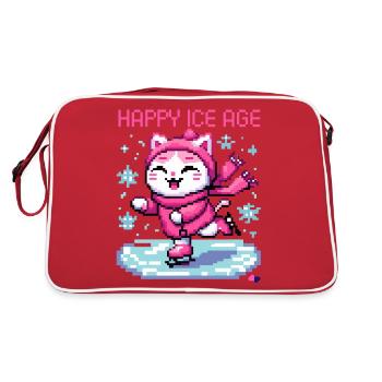 CHAT DE PATINAGE SUR GLACE DRÔLE EN PIXEL ART RÉTRO - Sac Retro - rouge/blanc - Dos