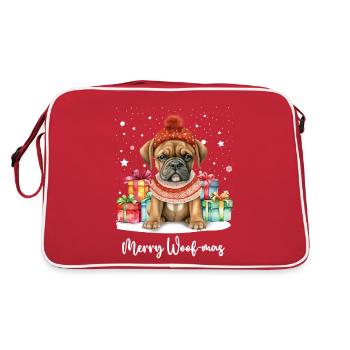 Boxer Dog Merry Woofmas Christmas - Retro Bag - red/white - Back