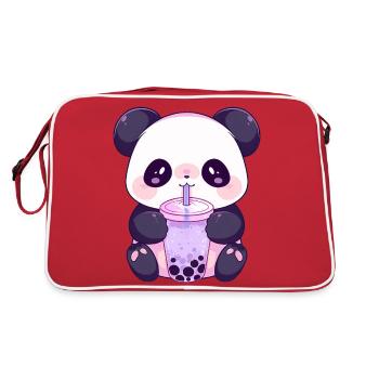 Kawaii Panda Bubble tea boba tea - Retro Bag - red/white - Back