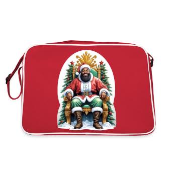 Santa Claus sits on his golden throne - Retro Bag - red/white - Back