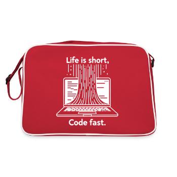 Life is Short Code Fast - Retro Bag - red/white - Back