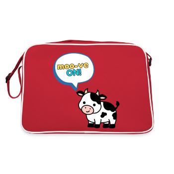 ¡Moo-ve weiter! Ein Motivations-Kuh-Coach Lustig - Retro Tasche - Rot/Weiß - Hinten
