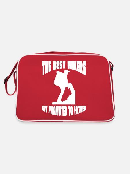 Wanderung Wandern Bergwandern Bergwanderer - Retro Tasche - Rot/Weiß - Hinten