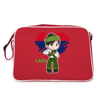 Laos Laote Laoten Mädchen Kleid Lao I Geschenk - Retro Tasche - Rot/Weiß - Hinten