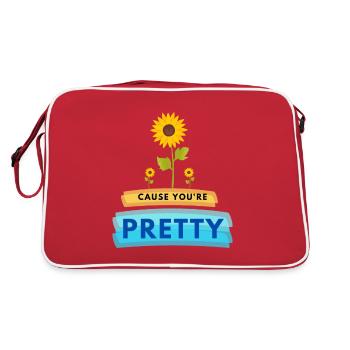 Weil du hübsch bist | Selbstliebe-Design - Retro Tasche - Rot/Weiß - Hinten