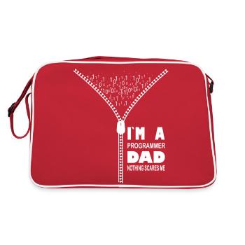 Ich bin ein Programmierer, Vater, nichts macht mir Angst - Retro Tasche - Rot/Weiß - Hinten