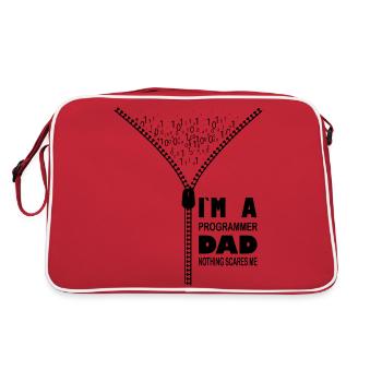 Ich bin ein Programmierer, Vater, nichts macht mir Angst - Retro Tasche - Rot/Weiß - Hinten