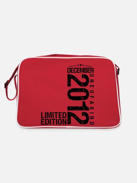 Birthday December 2012 December born in December - Retro Bag - red/white - Back