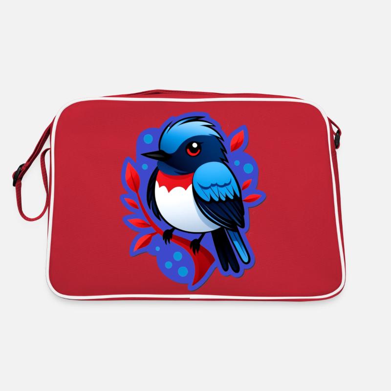 Spatz auf einem Ast - Illustration in Farbe Retro Tasche