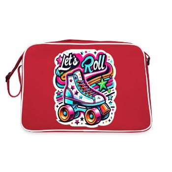 Let´s Roll Rollschuhe Vintage Retro - Retro Tasche - Rot/Weiß - Hinten