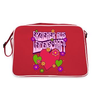 Erzieher Kindergarten Kita Beruf Kindergärtner - Retro Tasche - Rot/Weiß - Hinten