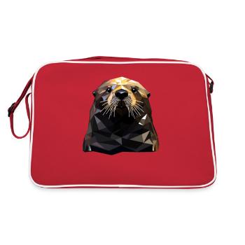 Loutre de mer de style géométrique - Sac Retro - rouge/blanc - Dos