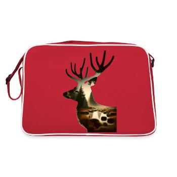 Nature in Deer Pattern - Retro Bag - red/white - Back