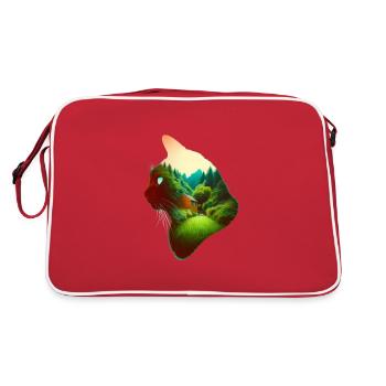 Nature in Cat Pattern - Retro Bag - red/white - Back