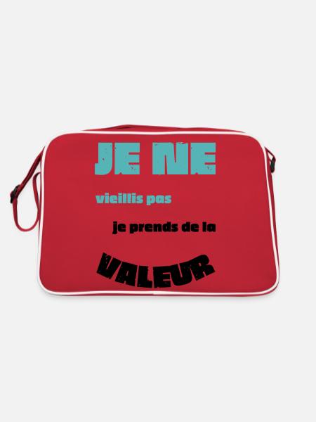Men's, Women's, Humorous, Humorous T-Shirt Gift - Retro Bag - red/white - Back