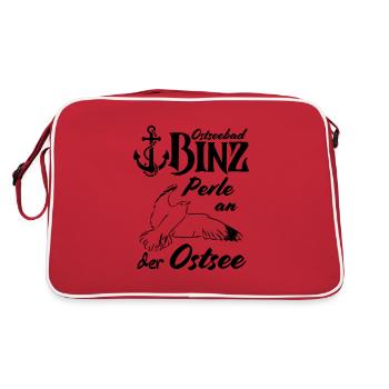 Binz Ostseebad Binz Perle an der Ostsee - Retro Tasche - Rot/Weiß - Hinten