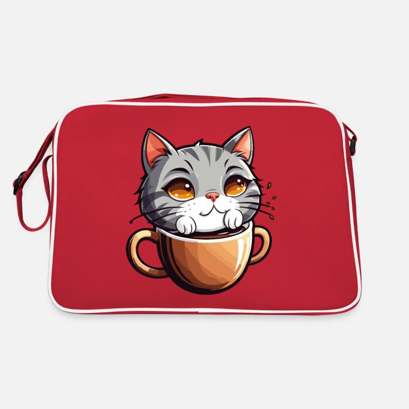 Un chat se baigne dans le café Sac Retro