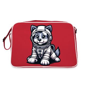 Cute Dog Astronaut - Retro Tasche - Rot/Weiß - Hinten
