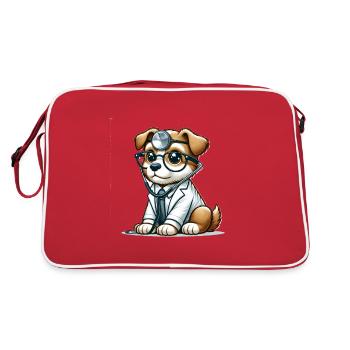 Cute Dog Doctor - Retro Tasche - Rot/Weiß - Hinten