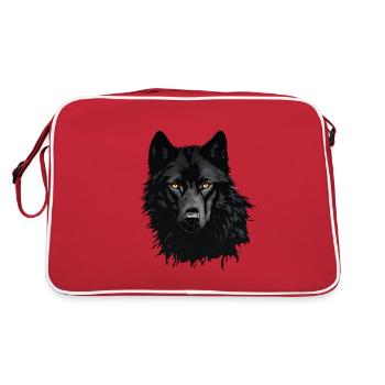 Schwarzer Wolf - Retro Tasche - Rot/Weiß - Hinten