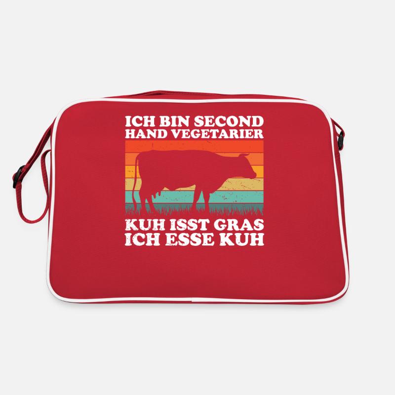 Witziges Kuh Grillshirt Second Hand Vegetarier Retro Tasche