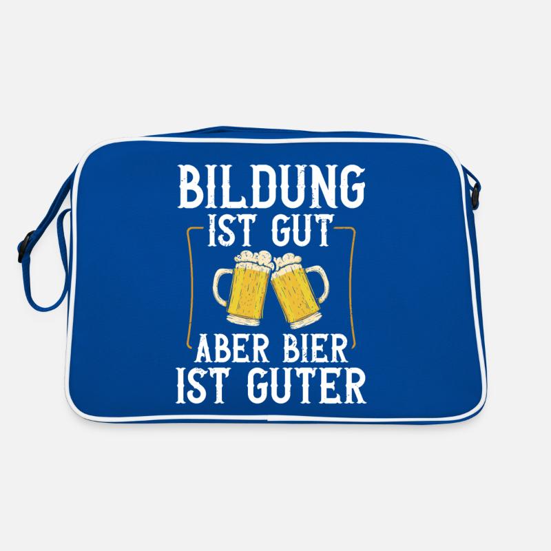 Funny Beer Saying: Education Good, Beer Better Retro Bag