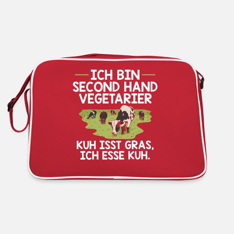 Witziges Kuh Grillshirt Second Hand Vegetarier Retro Tasche