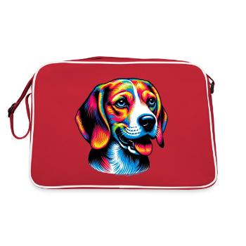 Beagle Hund - Retro Tasche - Rot/Weiß - Hinten