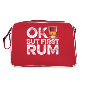OK But First Rum T-Shirt Funny Drinking Alcohol - Retro Bag - red/white - Back