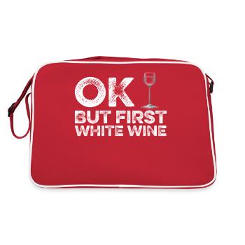 OK But First White Wine T-Shirt - Funny Drinking - Retro Bag - red/white - Back