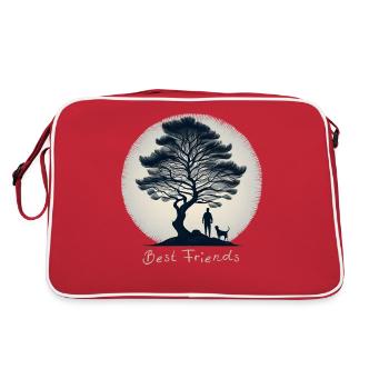 Best Friends Mensch und Hund - Retro Tasche - Rot/Weiß - Hinten