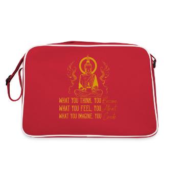 Buddha Monk Namaste Buddhism I Gift - Retro Bag - red/white - Back
